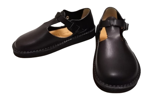 【Organic handloom GUNA ブラック】メリージェーンタイプのストラップシューズ